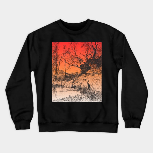 Sunset Over Forest Swamp Crewneck Sweatshirt by SkyisBright